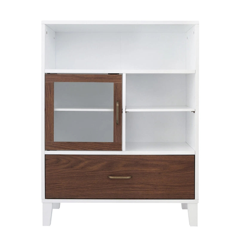 Teamson Home Tyler Modern Wooden Floor Storage Cabinet, Walnut and White