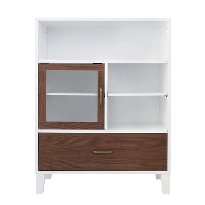 Teamson Home Tyler Modern Wooden Floor Storage Cabinet, Walnut and White