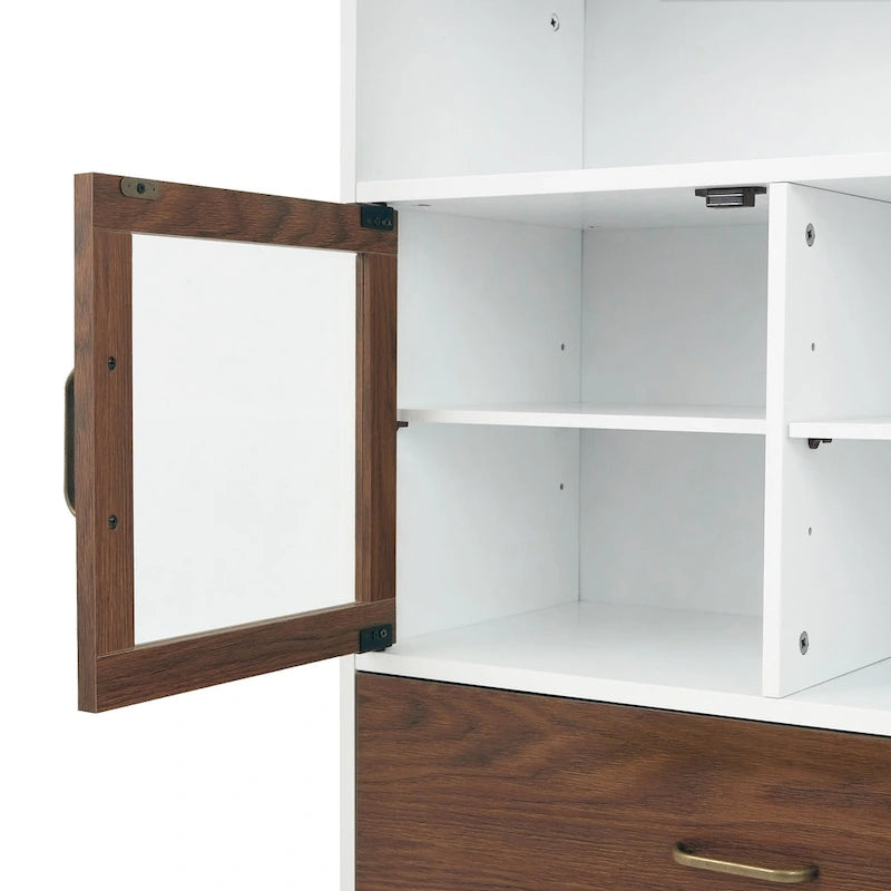 Teamson Home Tyler Modern Wooden Floor Storage Cabinet, Walnut and White