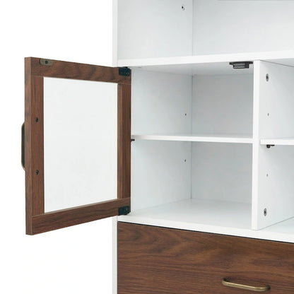 Teamson Home Tyler Modern Wooden Floor Storage Cabinet, Walnut and White
