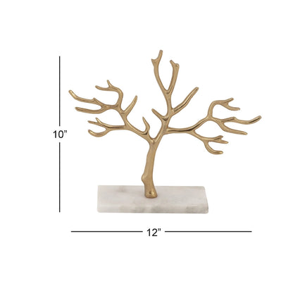 CosmoLiving by Cosmopolitan Marble Tree Jewelry Stand with Rectangular Base