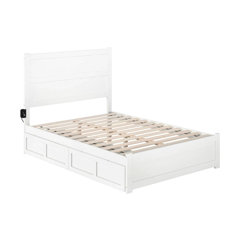NoHo Full Bed with Footboard and 2 Drawers in White