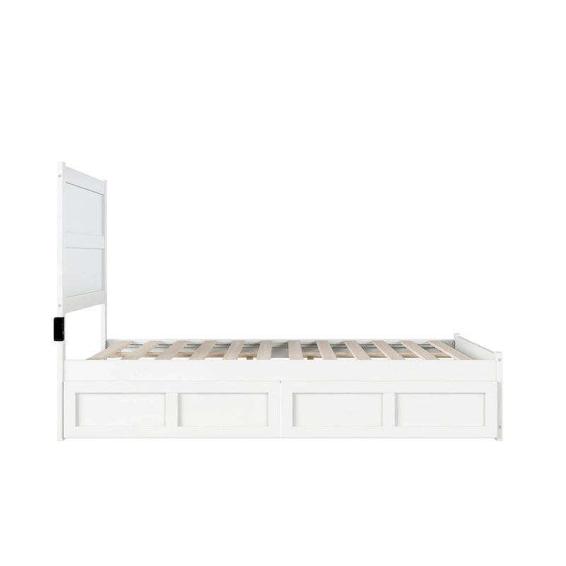 NoHo Full Bed with Footboard and 2 Drawers in White