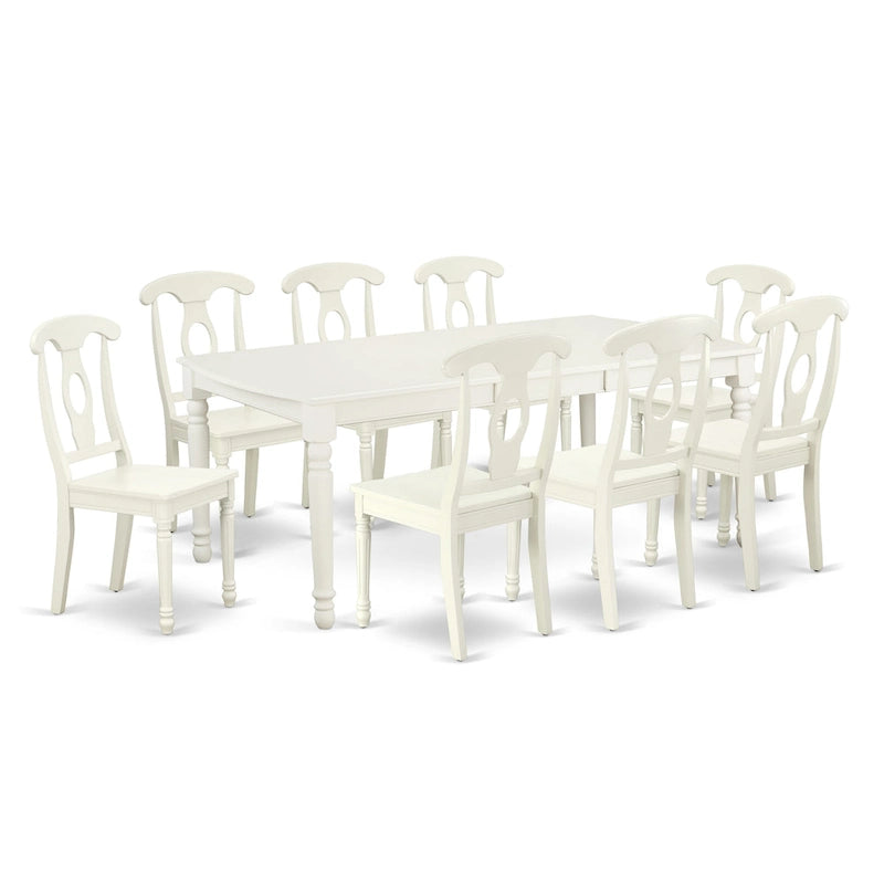 East West Furniture Dining Set- a Rectangle Dining Table and Kitchen Chairs, Linen White (Pieces Option)