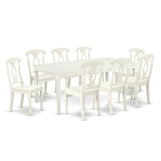 East West Furniture Dining Set- a Rectangle Dining Table and Kitchen Chairs, Linen White (Pieces Option)