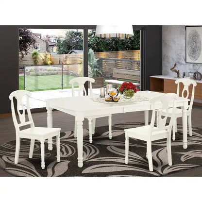 East West Furniture Dining Set- a Rectangle Dining Table and Kitchen Chairs, Linen White (Pieces Option)