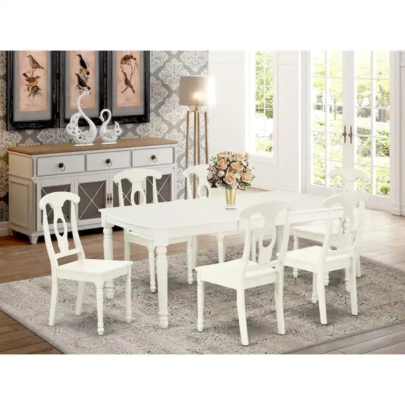 East West Furniture Dining Set- a Rectangle Dining Table and Kitchen Chairs, Linen White (Pieces Option)