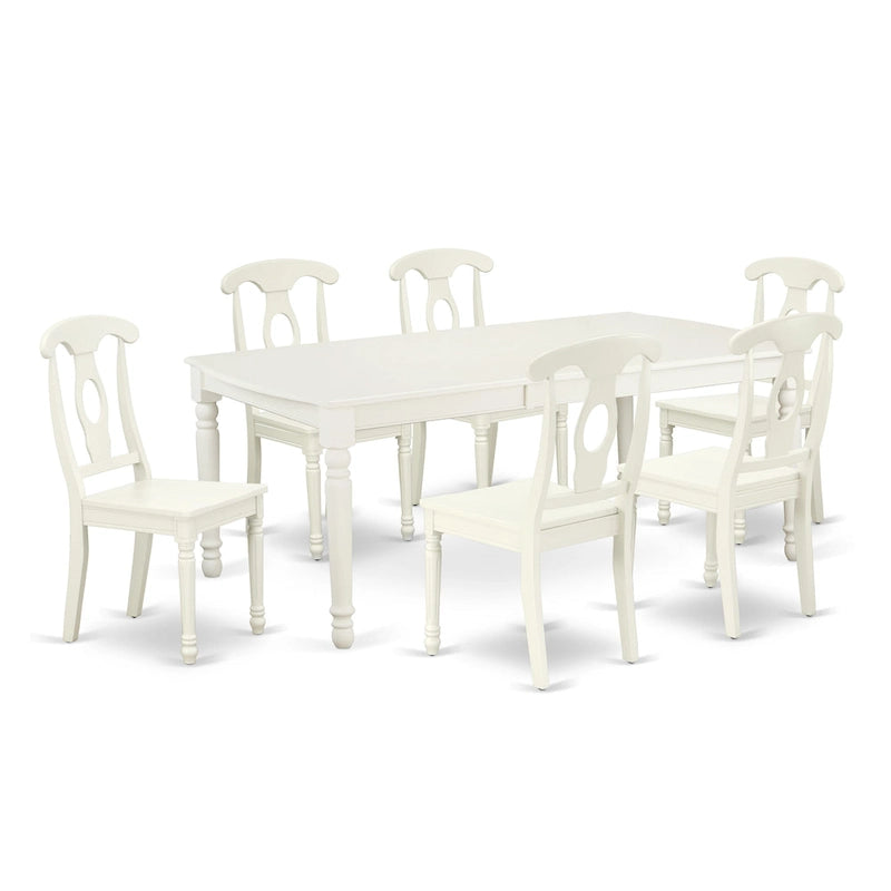 East West Furniture Dining Set- a Rectangle Dining Table and Kitchen Chairs, Linen White (Pieces Option)