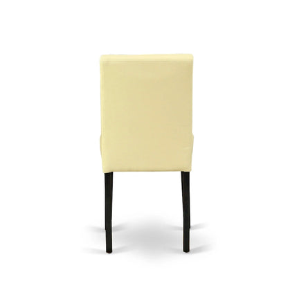 East West Furniture Dining Table Set- a Round Kitchen Table and Eggnog Faux Leather Chairs, Black (Pieces Options)