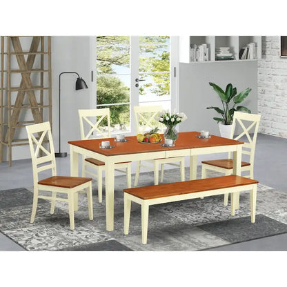 East West Furniture Dining Table Set Contains a Rectangle Kitchen Table and Dining Chairs with a Bench (Finish Color Options)