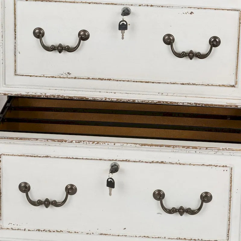 Magnolia Manor Antique White Jr Executive Media Lateral File