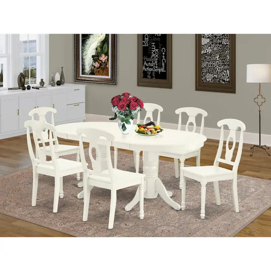 East West Furniture Dining Set- an Oval Dining Table and Kitchen Chairs, Linen White(Pieces Options)