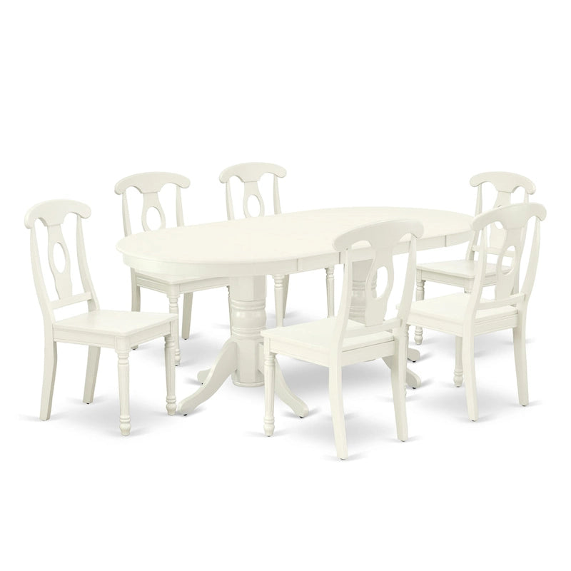 East West Furniture Dining Set- an Oval Dining Table and Kitchen Chairs, Linen White(Pieces Options)