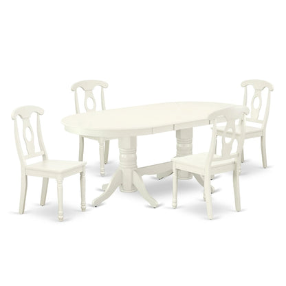 East West Furniture Dining Set- an Oval Dining Table and Kitchen Chairs, Linen White(Pieces Options)