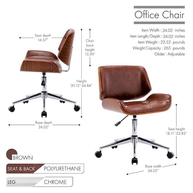 Carson Carrington Herning Faux Leather Mid-Century Office Chair