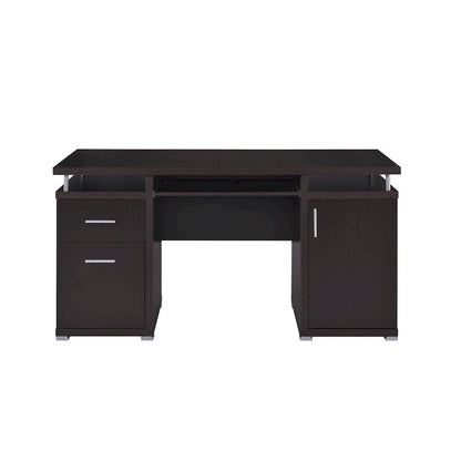 Luxurious Computer Desk with 2 Drawers and Cabinet, Brown