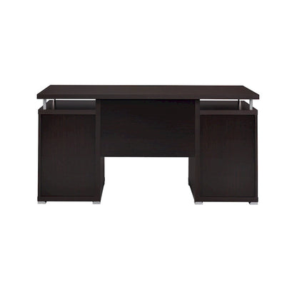 Luxurious Computer Desk with 2 Drawers and Cabinet, Brown