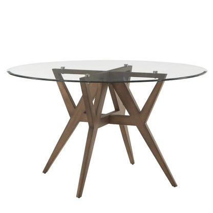Sheeba Round Mid-Century Modern Walnut Base Dining Table by iNSPIRE Q Modern
