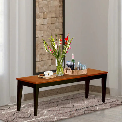 East West Furniture Nicoli Dining Room Bench with Wood Seat, 54x15x17 Inch, (Finish Options)