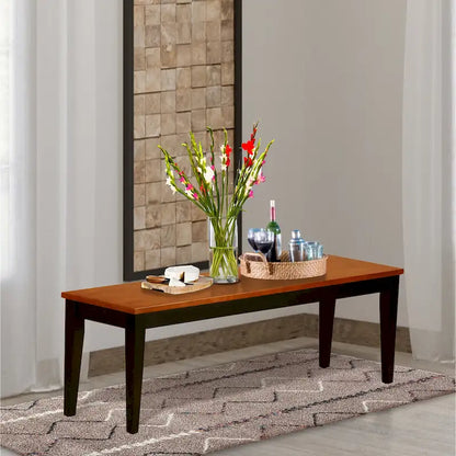 East West Furniture Nicoli Dining Room Bench with Wood Seat, 54x15x17 Inch, (Finish Options)