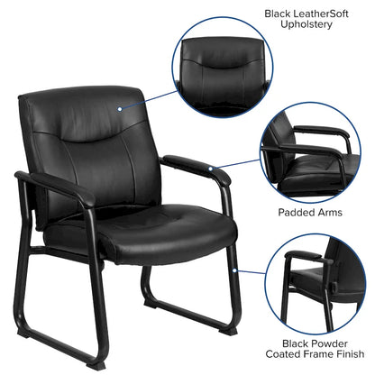 Big & Tall Soft Leather Sled Base Executive Reception Chair