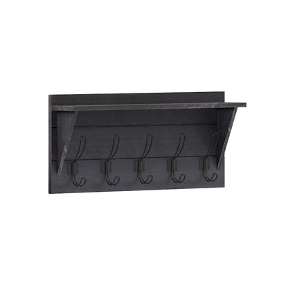 Wall Mounted Storage Rack with Upper Shelf and Storage Hooks