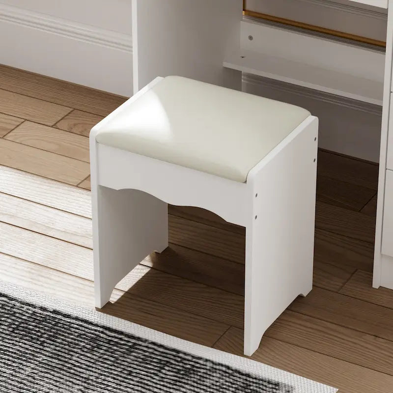 Glass Top Vanity Set with Sliding Mirror and LED Lights Dressing Table - 39.4W