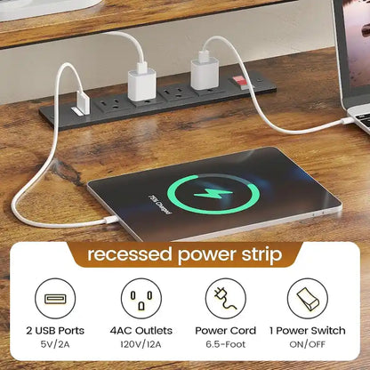 L Shape Gaming Computer Desk with File Drawer Printer Storage Shelves