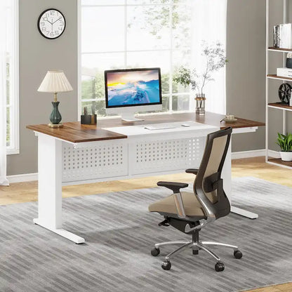 L Shaped Executive Desk, Large Computer Desk with File Cabinet