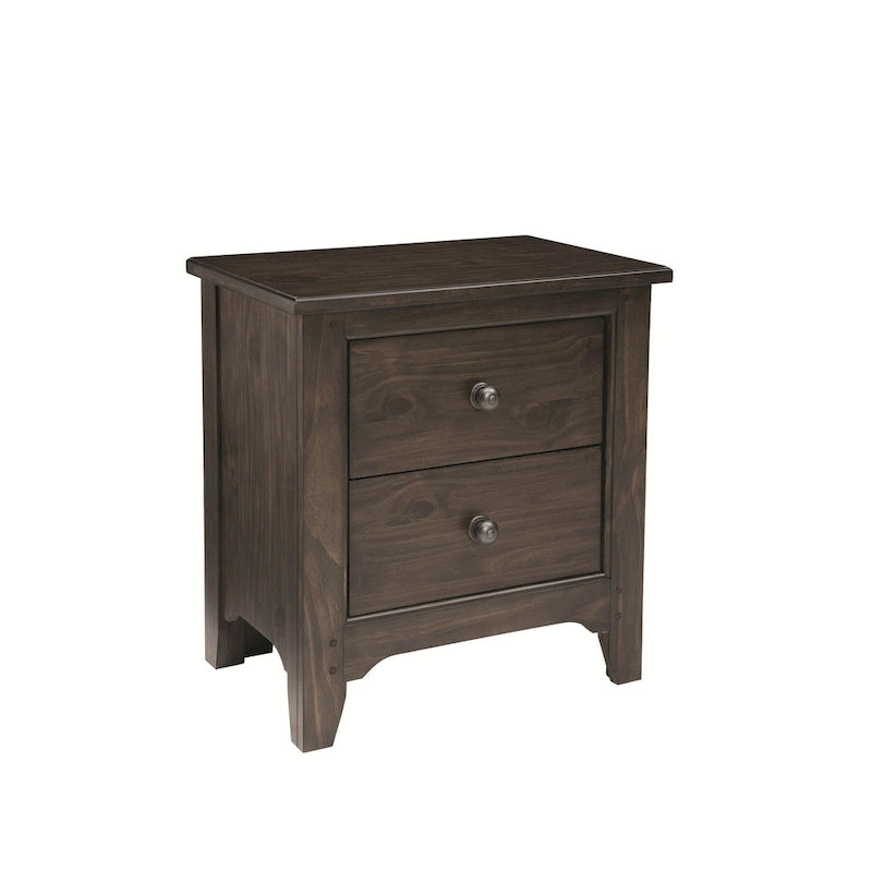 Taylor 2-Drawer Farmhouse Wood Nightstand, River Rock Brown