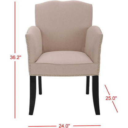 SAFAVIEH Veloudo Tan Linen Arm Chair - 24 x 25 x 36.2 - 24Wx25Dx36H