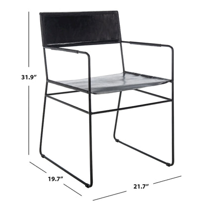 SAFAVIEH Bernardine Leather Dining Chair (Set of 2) - 21.7 W x 19.7 L x 31.9 H - 22Wx20Dx32H