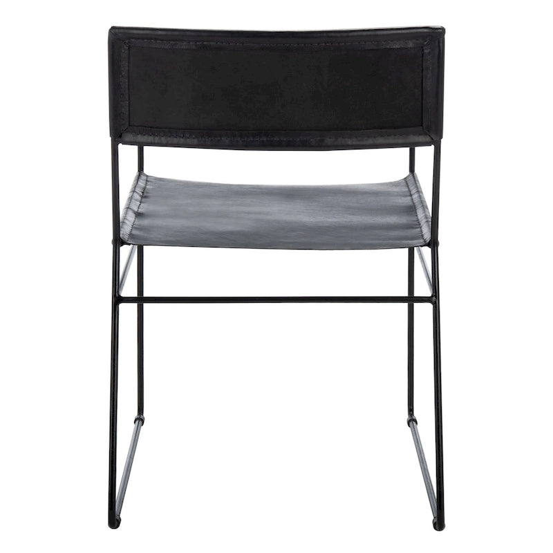 SAFAVIEH Bernardine Leather Dining Chair (Set of 2) - 21.7 W x 19.7 L x 31.9 H - 22Wx20Dx32H