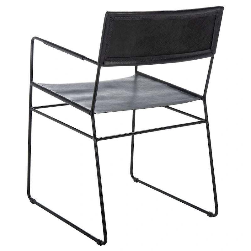 SAFAVIEH Bernardine Leather Dining Chair (Set of 2) - 21.7 W x 19.7 L x 31.9 H - 22Wx20Dx32H