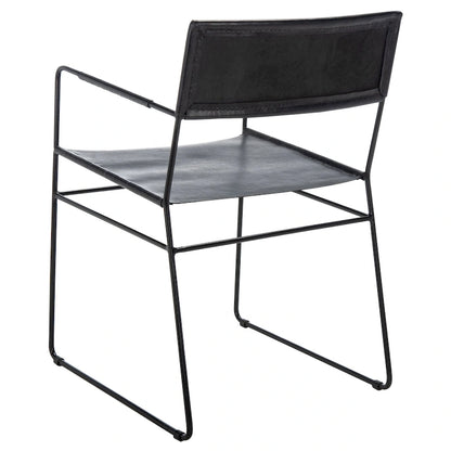 SAFAVIEH Bernardine Leather Dining Chair (Set of 2) - 21.7 W x 19.7 L x 31.9 H - 22Wx20Dx32H