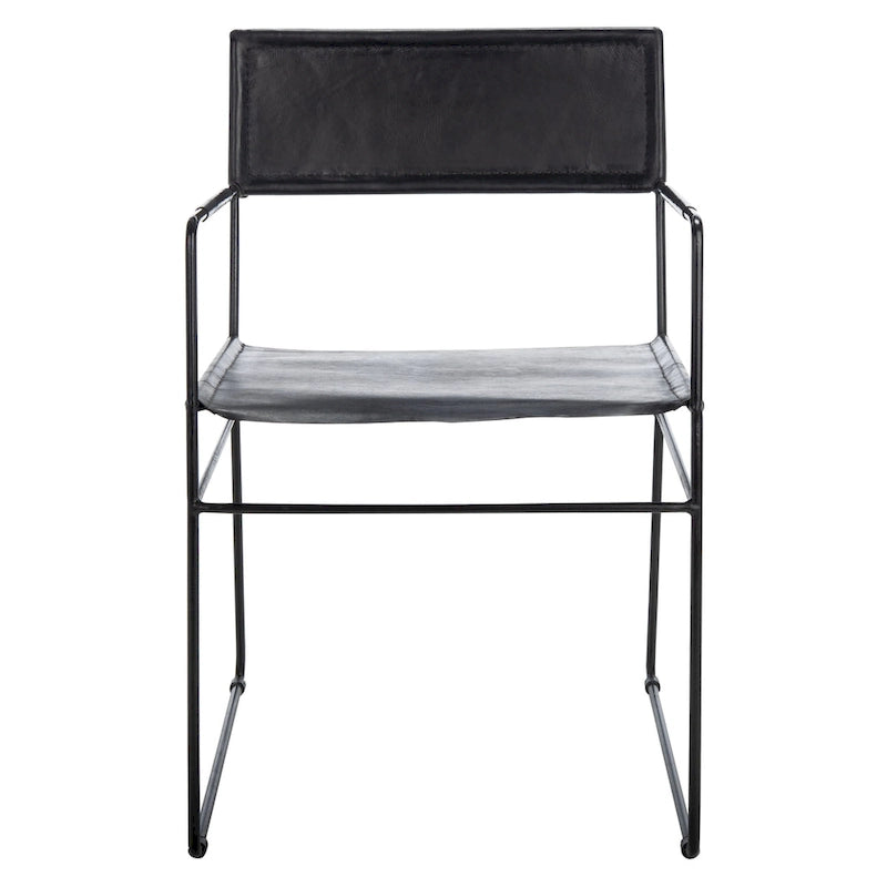 SAFAVIEH Bernardine Leather Dining Chair (Set of 2) - 21.7 W x 19.7 L x 31.9 H - 22Wx20Dx32H