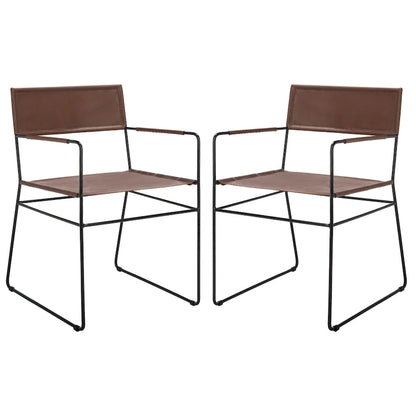 SAFAVIEH Bernardine Leather Dining Chair (Set of 2) - 21.7 W x 19.7 L x 31.9 H - 22Wx20Dx32H