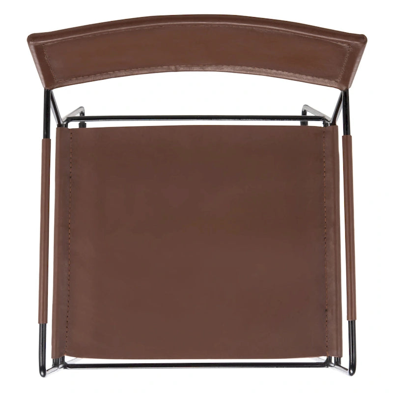 SAFAVIEH Bernardine Leather Dining Chair (Set of 2) - 21.7 W x 19.7 L x 31.9 H - 22Wx20Dx32H