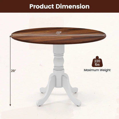 Wooden Dining Table with Round Tabletop and Curved Trestle Legs - 39.37 x 39.37 x 28.74