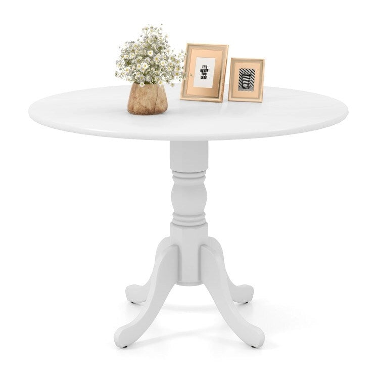 Wooden Dining Table with Round Tabletop and Curved Trestle Legs - 39.37 x 39.37 x 28.74