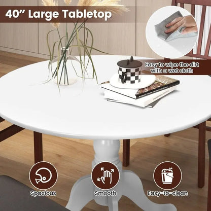 Wooden Dining Table with Round Tabletop and Curved Trestle Legs - 39.37 x 39.37 x 28.74