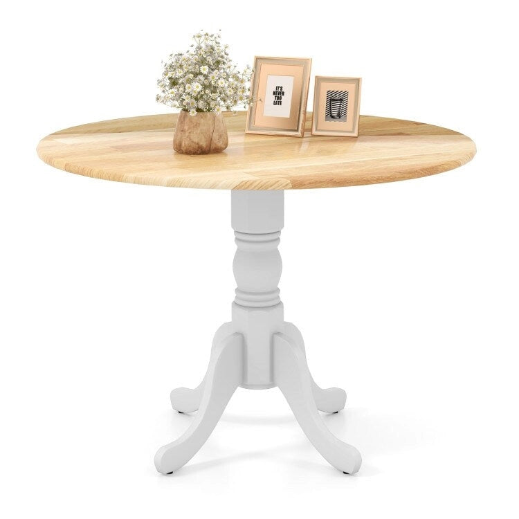 Wooden Dining Table with Round Tabletop and Curved Trestle Legs - 39.37 x 39.37 x 28.74
