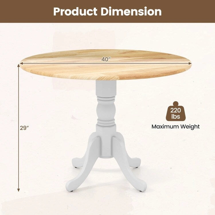 Wooden Dining Table with Round Tabletop and Curved Trestle Legs - 39.37 x 39.37 x 28.74