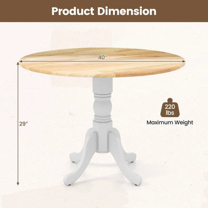 Wooden Dining Table with Round Tabletop and Curved Trestle Legs - 39.37 x 39.37 x 28.74