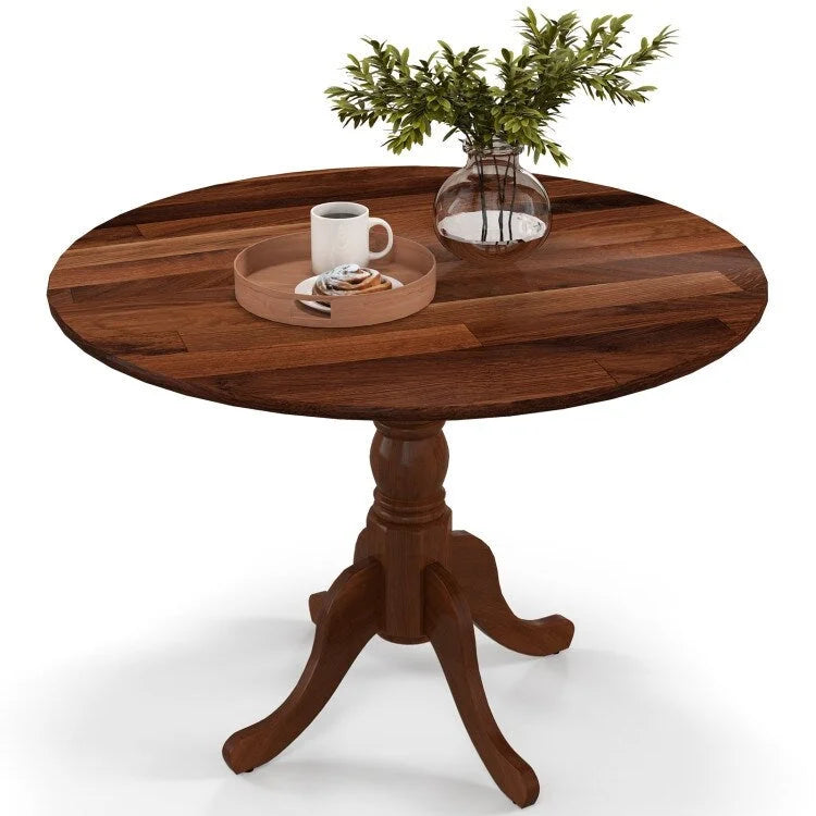 Wooden Dining Table with Round Tabletop and Curved Trestle Legs - 39.37 x 39.37 x 28.74