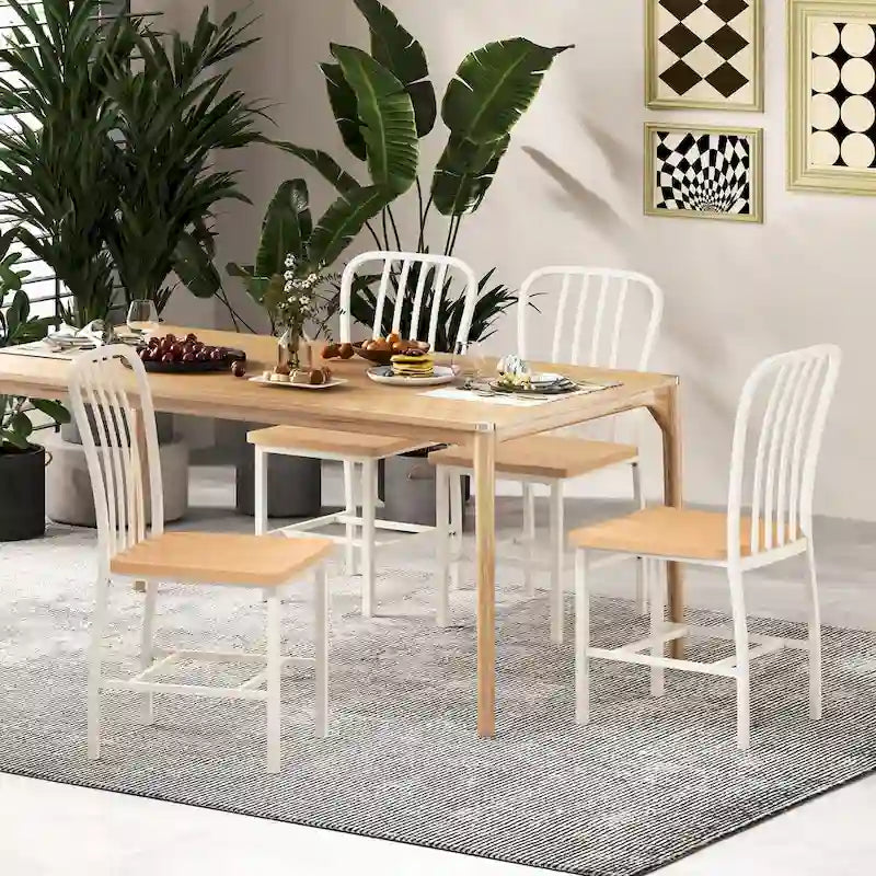 Armless Spindle Back Dining Chair Set of 2 with Ergonomic Seat-Black - 22 x 18 x 37