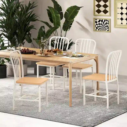 Armless Spindle Back Dining Chair Set of 2 with Ergonomic Seat-Black - 22 x 18 x 37