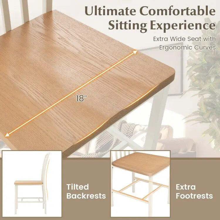 Armless Spindle Back Dining Chair Set of 2 with Ergonomic Seat-Black - 22 x 18 x 37