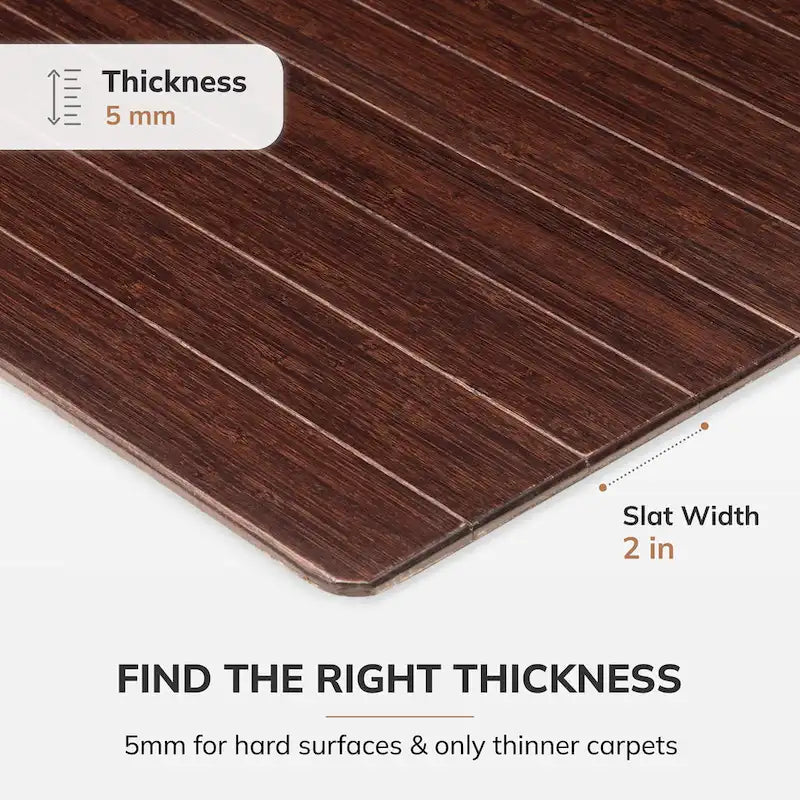 Jani Eco Bamboo Standard Rectangular Chair Mat - (72 x 48), Premium Quality, Eco-Friendly Chair Mat