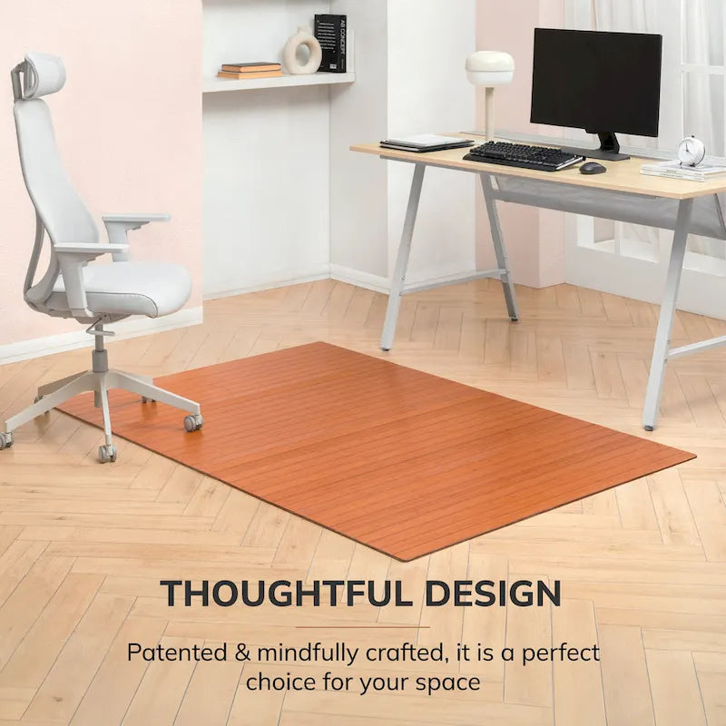 Jani Eco Bamboo Standard Rectangular Chair Mat - (72 x 48), Premium Quality, Eco-Friendly Chair Mat